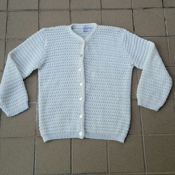 Luxury of Cashmere Sweaters - Vintage White Cardigan Button Down Sweater Small